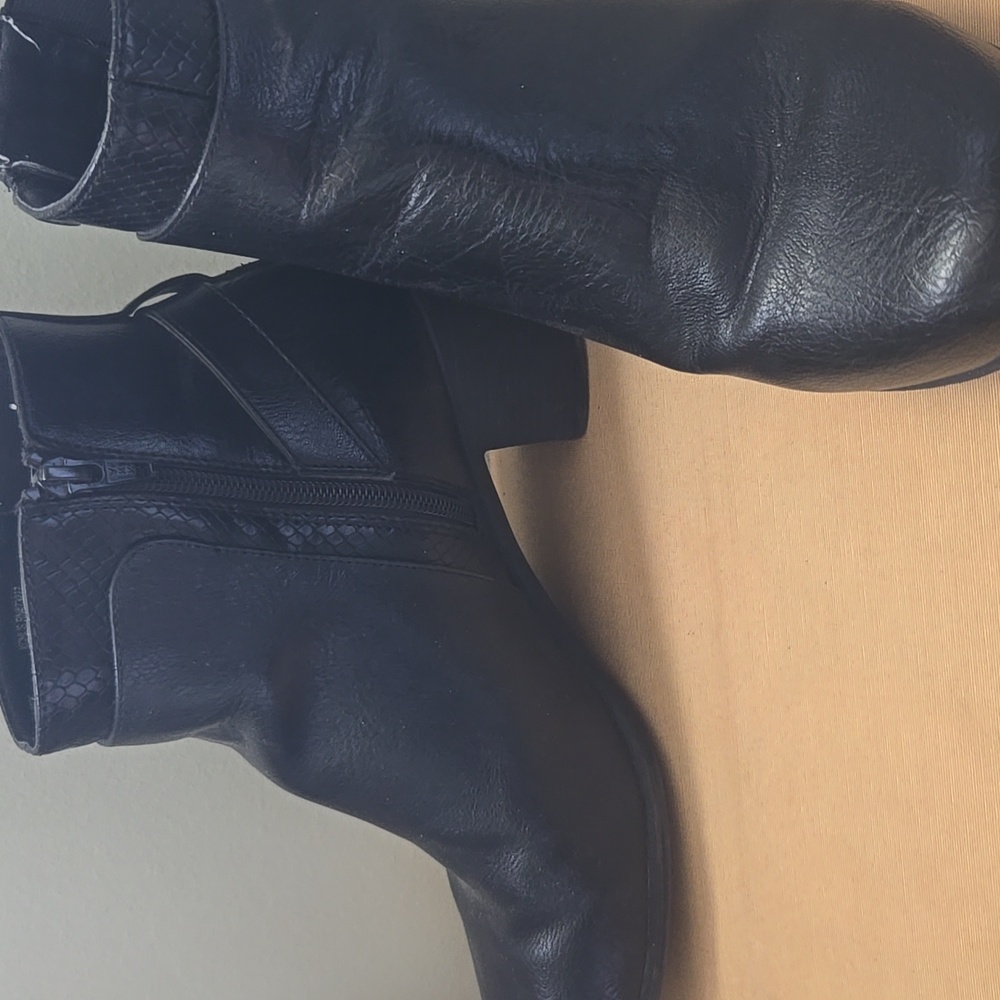 Black Leather Ankle Boots Size 8